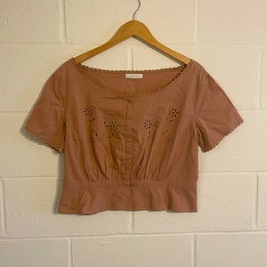 Dôen Eyelet Blouse Light Pink/Tan